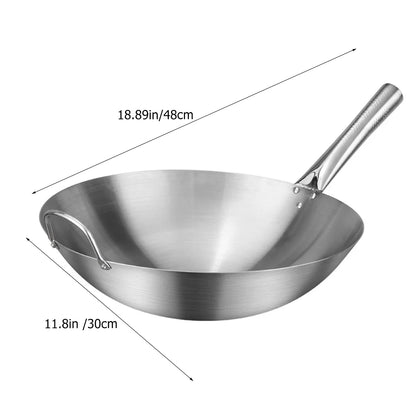 Stainless Steel Frying Pan Household Kitchen Wok Pan for Home Restaurant