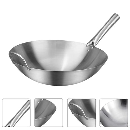 Stainless Steel Frying Pan Household Kitchen Wok Pan for Home Restaurant