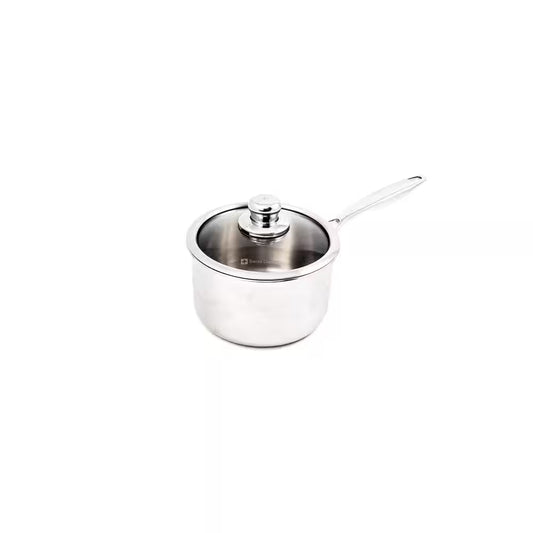 Stainless Steel 7 In. 2.6Qt Sauce Pan Premium Clad Induction Sauce Pan Includes Lid