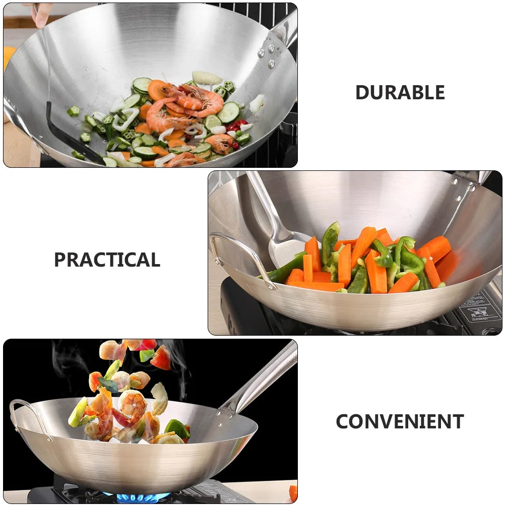 Stainless Steel Frying Pan Household Kitchen Wok Pan for Home Restaurant