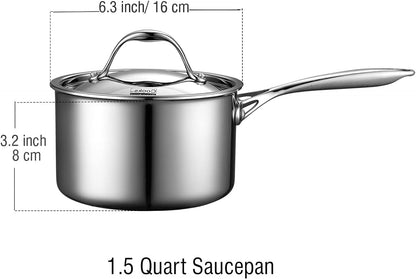 Multi-Ply Clad Saucepan, 1-1/2-Quart, Silver