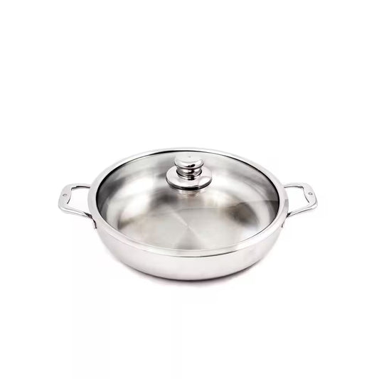 Stainless Steel 12.5 In. (5.8 Qt) Chefpan Premium Clad Induction Chefpan, Includes Lid