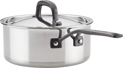 5-Ply Clad Stainless Steel Cookware Pots and Pans Set, 10 Piece, Polished Stainless